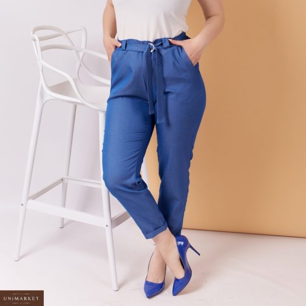 Придбати електрік жіночі завужені брюки з тонкого джинса з поясом (розмір 48-58) вигідно