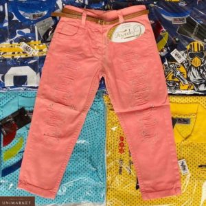 Купить детские коралловые джинсы со стразами недорого