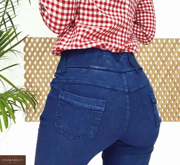 Купити сині жіночі коригувальні стрейчеві джинси скинни (розмір 42-50) в Дніпрі