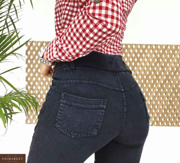 Купити чорно-сині жіночі коригувальні стрейчеві джинси скинни (розмір 42-50) в Харкові