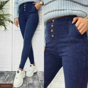 Замовити сині жіночі коригувальні стрейчеві джинси скинни (розмір 42-50) в Одесі