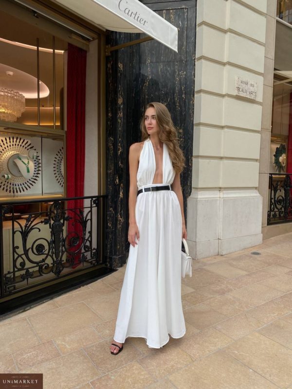 Купить Комбинезон-трансформер с поясом в комплекте белый на лето женский онлайн