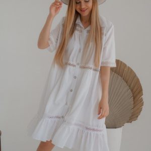 Придбати жіночу біле плаття з бавовни з мереживом (розмір 42-54) дешево