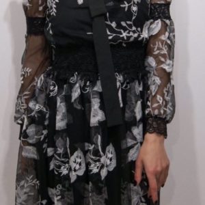 Купити жіночу чорне шифонове плаття з вишивкою (розмір 42-52) хорошої якості