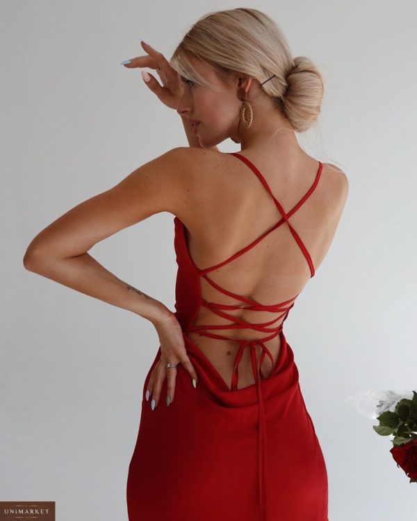 Приобрести красное женское летнее платье комбинация дешево