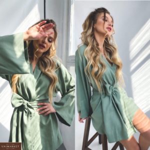 Купить онлайн женское платье-халат из натурального льна по низким ценам