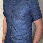 Заказать синюю мужскую летнюю рубашку с коротким рукавом из хлопка (размер 46-54) в Украине
