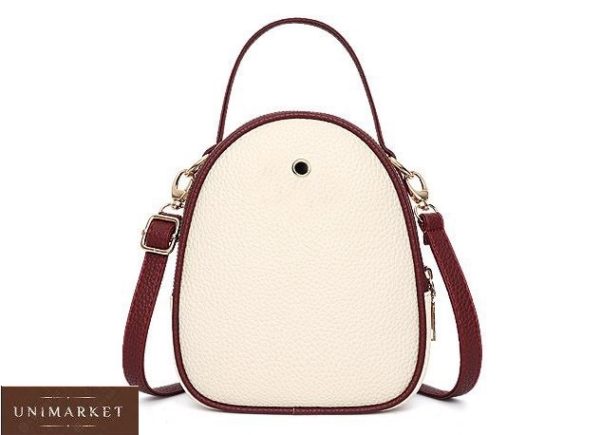 Купити бежеву жіночу міні сумку копія бренду Gucci дешево