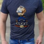 Приобрести графитовую мужскую принтованную футболку с надписью gucci (размер 48-54) дешево
