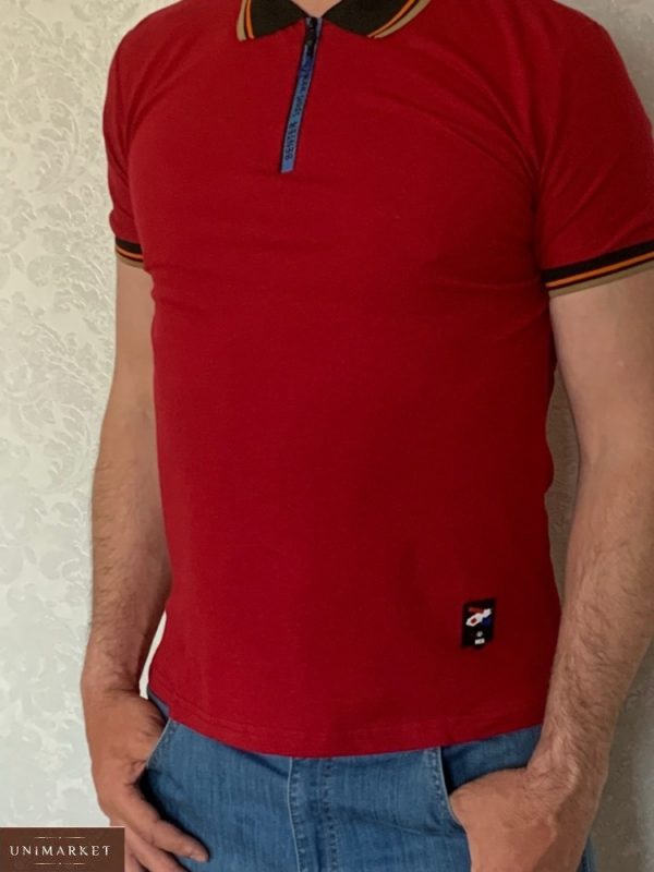 Заказать бордовую мужскую футболку поло на змейке (размер 46-54) в Одессе