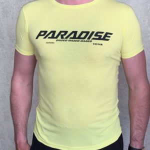 Купити жовту чоловічу прінтована футболку Paradise (розмір 46-54) онлайн