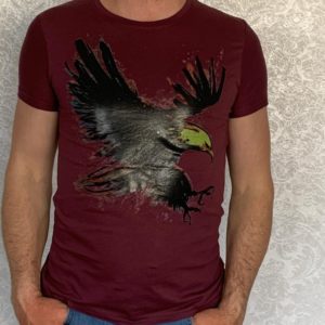 Купить бордо мужскую люминесцентную футболку с принтом орел (размер 46-54) онлайн