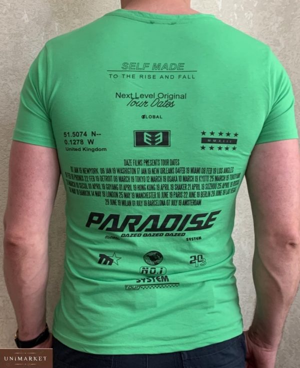 Приобрести зеленую мужскую принтованную футболку Paradise (размер 46-54) в интернете