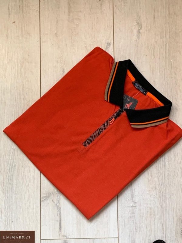 Заказать оранжевую мужскую футболку поло на змейке (размер 46-54) в Днепре