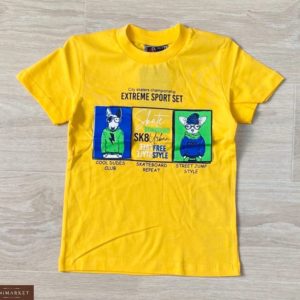 Замовити жовту дитячу футболку з принтом тваринки в Україні
