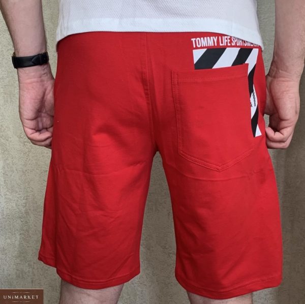 Придбати червоні чоловічі шорти з трикотажу з емблемою (розмір 46-54) онлайн