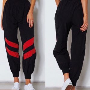 Заказать черные женские спортивные штаны на манжете с полосками (размер 42-52) онлайн