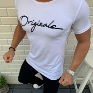 Замовити білу чоловічу стрейчевий футболку з написом Originals (розмір 48-54) вигідно