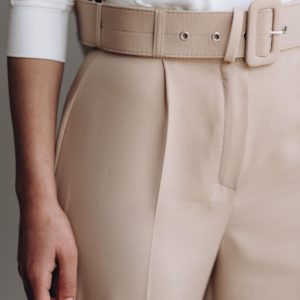Придбати жіночі бежеві штани з поясом 7/8 з крепу онлайн