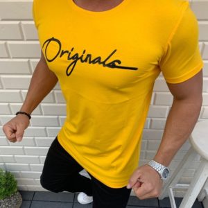 Придбати жовту чоловічу стрейчевий футболку з написом Originals (розмір 48-54) по знижці