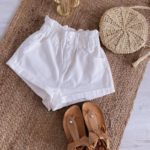 Придбати жіночі білі джинсові шорти баггі з поясом на гумці в Україні