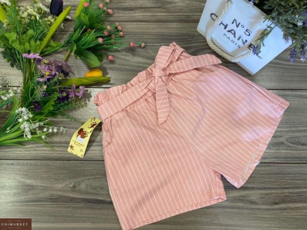 Купить пудра женские летние полосатые шорты из хлопка в Киеве