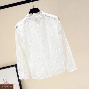 Замовити жіночу ніжну білу блузку з мережива і бавовни онлайн