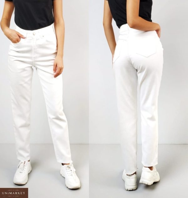Купити білі жіночі джинси Mom прямого крою за низькими цінами