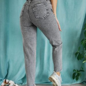 Приобрести женские серые джинсы Mom из коттона онлайн
