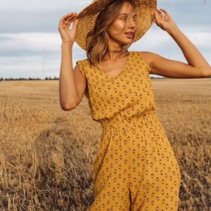 Заказать желтый комбинезон летний для женщин из вискозы в Украине