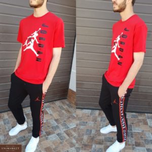 Замовити чоловічий червоний спортивний костюм Jordan з лампасами (розмір 46-54) вигідно