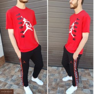 Приобрести мужской красный спортивный костюм Jordan с лампасами (размер 46-54) по низким ценам