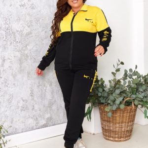 Заказать желтый спортивный костюм женский Nike Air на змейке (размер 48-54) по скидке
