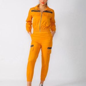 Заказать желтого цвета Спортивный костюм для женщин из плащевки со змейкам онлайн