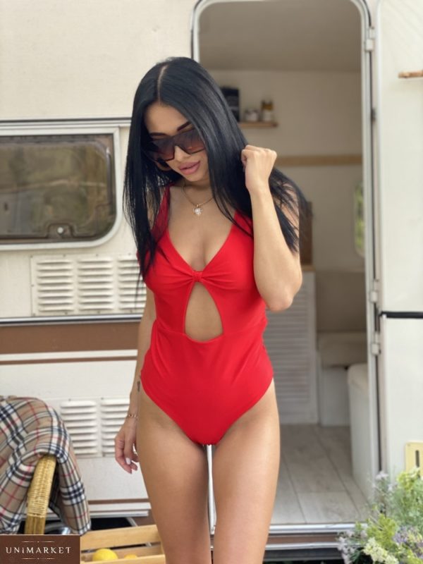 Купити червоний жіночий цілісний купальник з італійського біфлекс онлайн