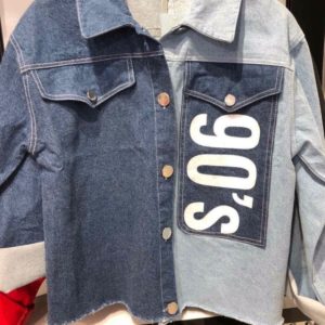 Приобрести синюю женскую двухцветную джинсовую куртка 90s по низким ценам