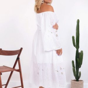 Замовити жіноче плаття oversize з батисту з вишивкою білого кольору (розмір 48-58) недорого
