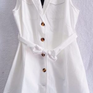 Замовити біле жіноче літнє плаття-сорочку з стрейч котону вигідно