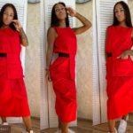 Замовити червоне плаття міді з бавовни з поясний сумкою в комплекті (розмір 42-56) онлайн для жінок