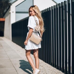 Купить белую футболку-тунику с поясом (размер 42-50) для женщин онлайн