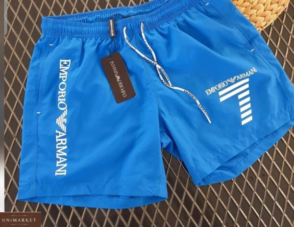 Купить синие мужские летние шорты Armani с подкладкой из сетки (размер 46-54) онлайн