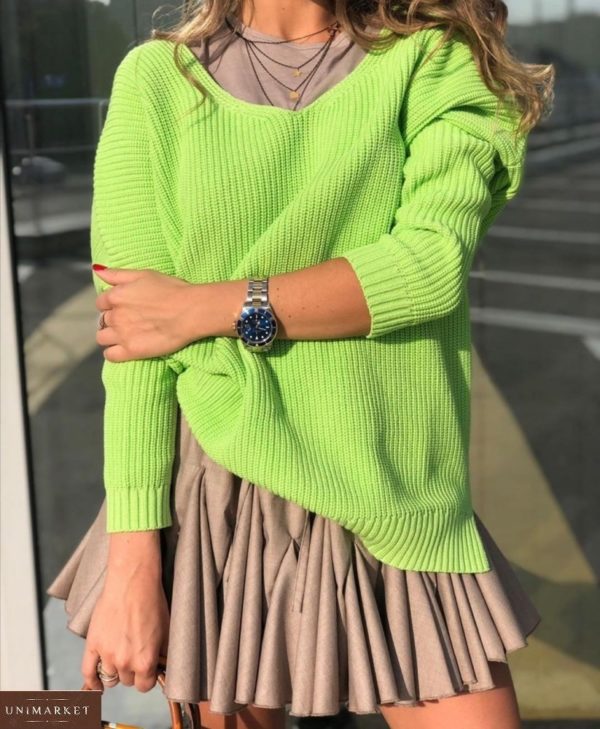 Купить бежевого цвета юбку длины мини солнце на резинке для девушек в Украине