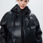 Придбати дуту куртку чорну для жінок оверсайз з еко шкіри в Україні
