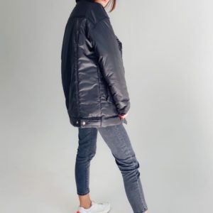 Приобрести черную женскую удлиненную куртку из плащевки с евро пухом (размер 42-48) на зиму онлайн