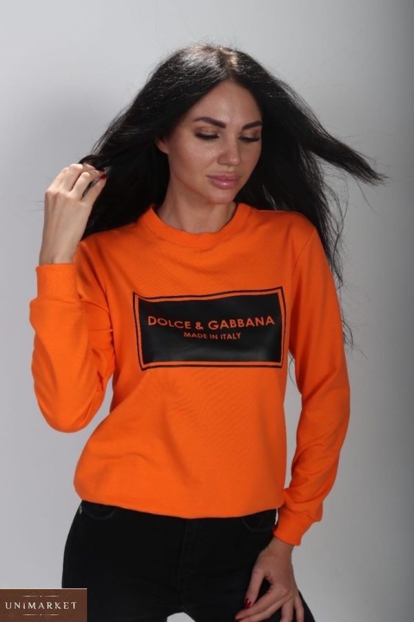 Купить оранжевый женский свитшот с принтом Dolce&Gabbana в интернете