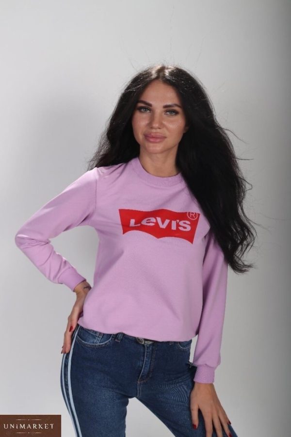Заказать сиреневый женский свитшот с надписью Levi's по низким ценам