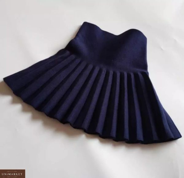 Приобрести синюю женскую юбку плотной машинной вязки плиссе выгодно