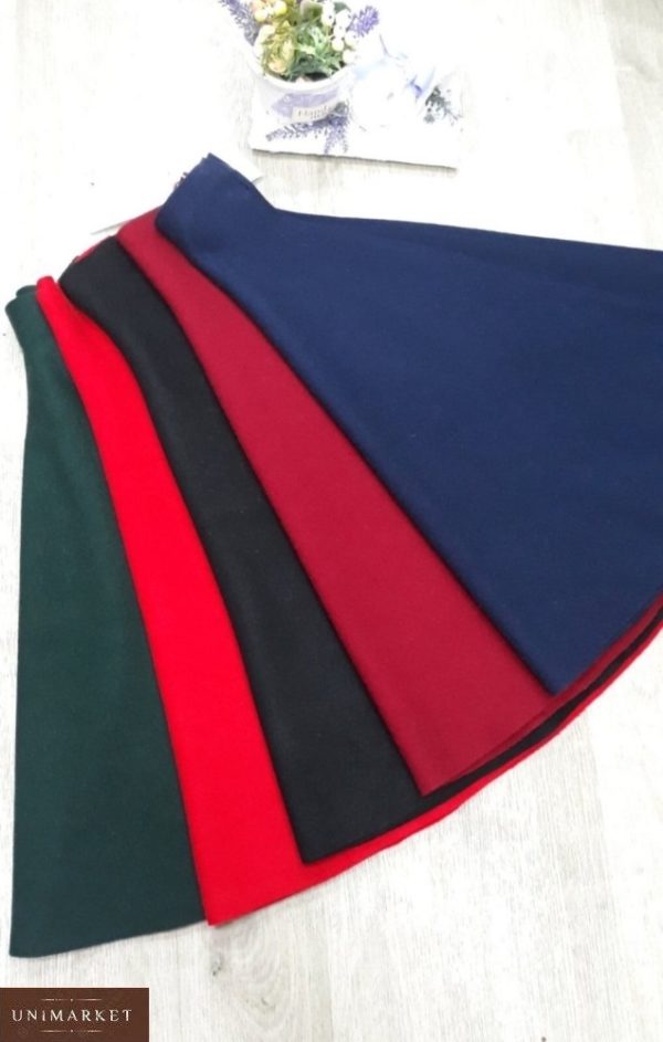 Приобрести черную, бордо, зеленую высокую юбку-солнце плотной машинной вязки выгодно для женщин