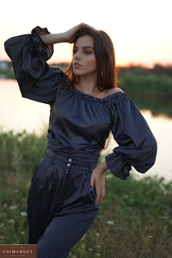 Придбати жіночу сукню чорного кольору в горошок з відкритими плечима (розмір 42-56) онлайн