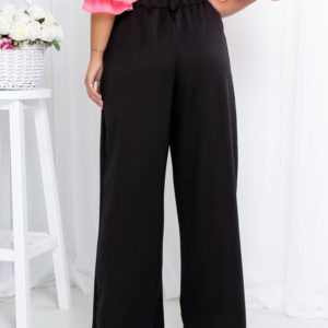 Заказать женские черные широкие брюки с карманами (размер 42-60) размера S-XL+ по скидке